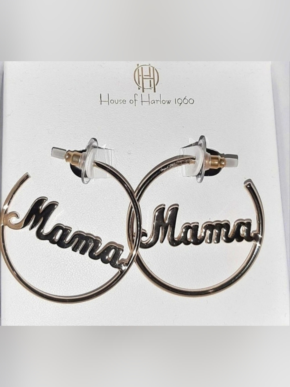 House of Harlow 1960 Mama Hoop Earrings in Gold Tone New
